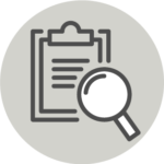 Icon of clipboard with magnifying glass