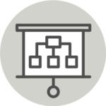 Icon of presentation board with org chart